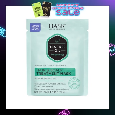 HASK Tea Tree Oil Invigorating With Tea Tree Oil + Rosemary Hair & Scalp Treatment Mask (To Refreshes & Soothes) 50ml