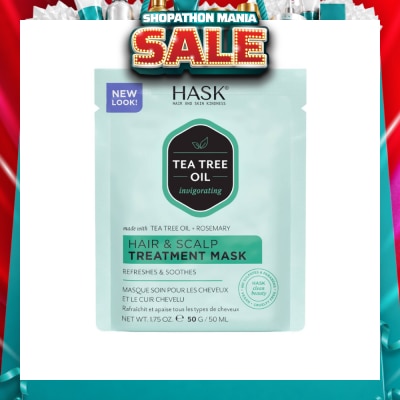 HASK - Tea Tree Oil Invigorating With Tea Tree Oil + Rosemary Hair & Scalp Treatment Mask (To Refreshes & Soothes) 50ml
