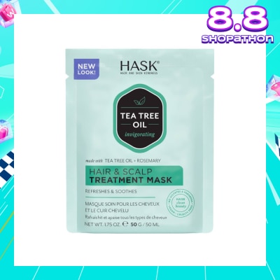 HASK Tea Tree Oil Invigorating With Tea Tree Oil + Rosemary Hair & Scalp Treatment Mask (To Refreshes & Soothes) 50ml