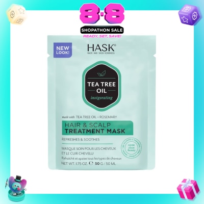 HASK - Tea Tree Oil Invigorating With Tea Tree Oil + Rosemary Hair & Scalp Treatment Mask (To Refreshes & Soothes) 50ml