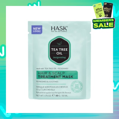 HASK Tea Tree Oil Invigorating With Tea Tree Oil + Rosemary Hair & Scalp Treatment Mask (To Refreshes & Soothes) 50ml