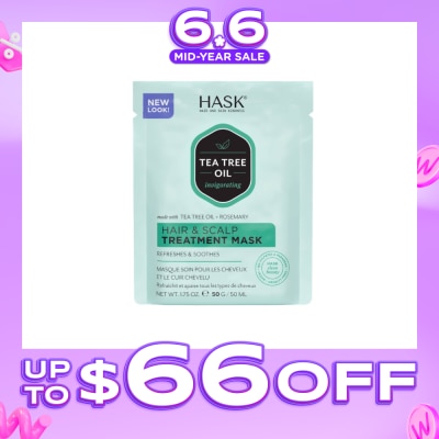 HASK - Tea Tree Oil Invigorating With Tea Tree Oil + Rosemary Hair & Scalp Treatment Mask (To Refreshes & Soothes) 50ml