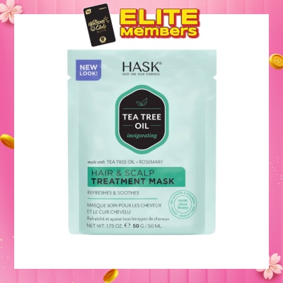 HASK Tea Tree Oil Invigorating With Tea Tree Oil + Rosemary Hair & Scalp Treatment Mask (To Refreshes & Soothes) 50ml
