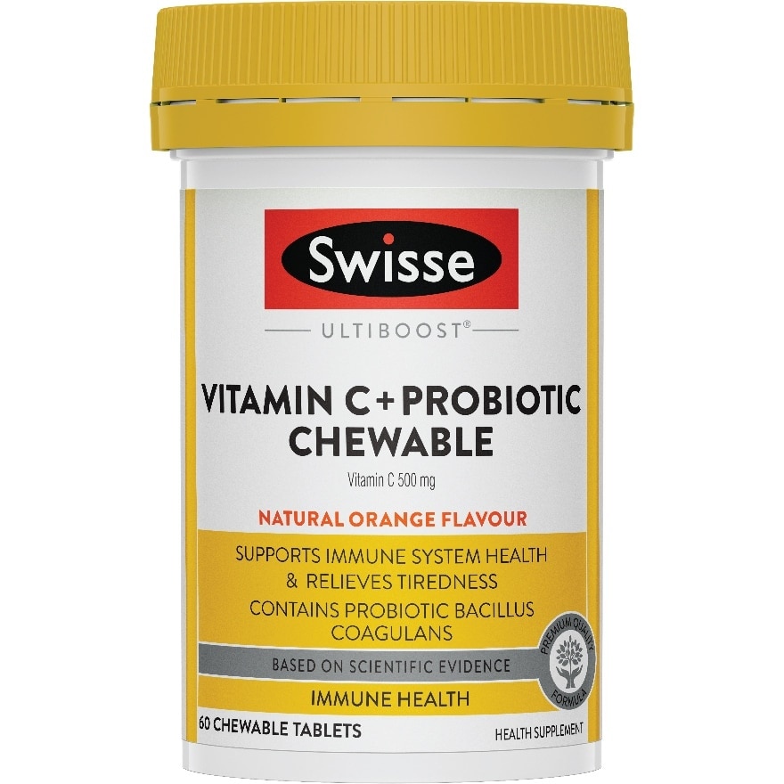 Vitamin C + Probiotic Chewable (Premium Quality, Great Tasting Formula Proving 1000mg Of Vitamin C And 1 Billion Cfu Of Bacillus Coagulans) 60s