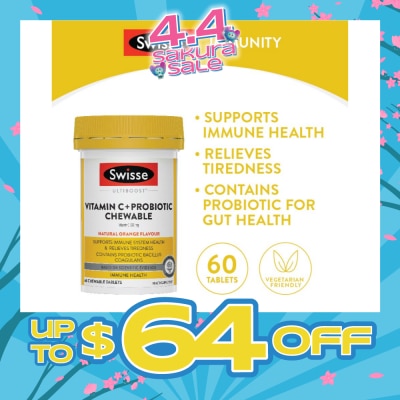 SWISSE - Vitamin C + Probiotic Chewable Tablet 60s (Expiry: Nov`2026)