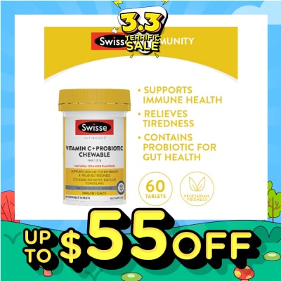 SWISSE Vitamin C + Probiotic Chewable Tablet 60s (Expiry: Nov`2026)