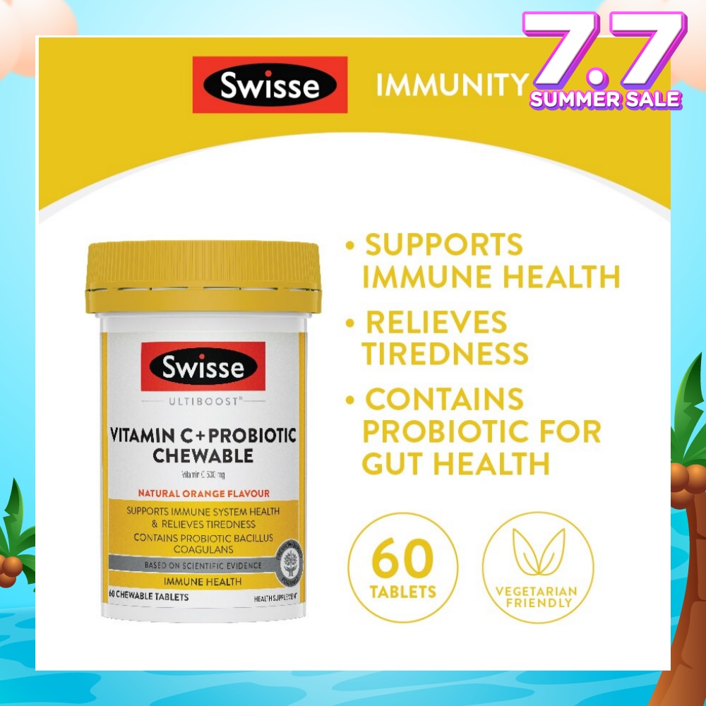 Vitamin C + Probiotic Chewable (Premium Quality, Great Tasting Formula Proving 1000mg Of Vitamin C And 1 Billion Cfu Of Bacillus Coagulans) 60s