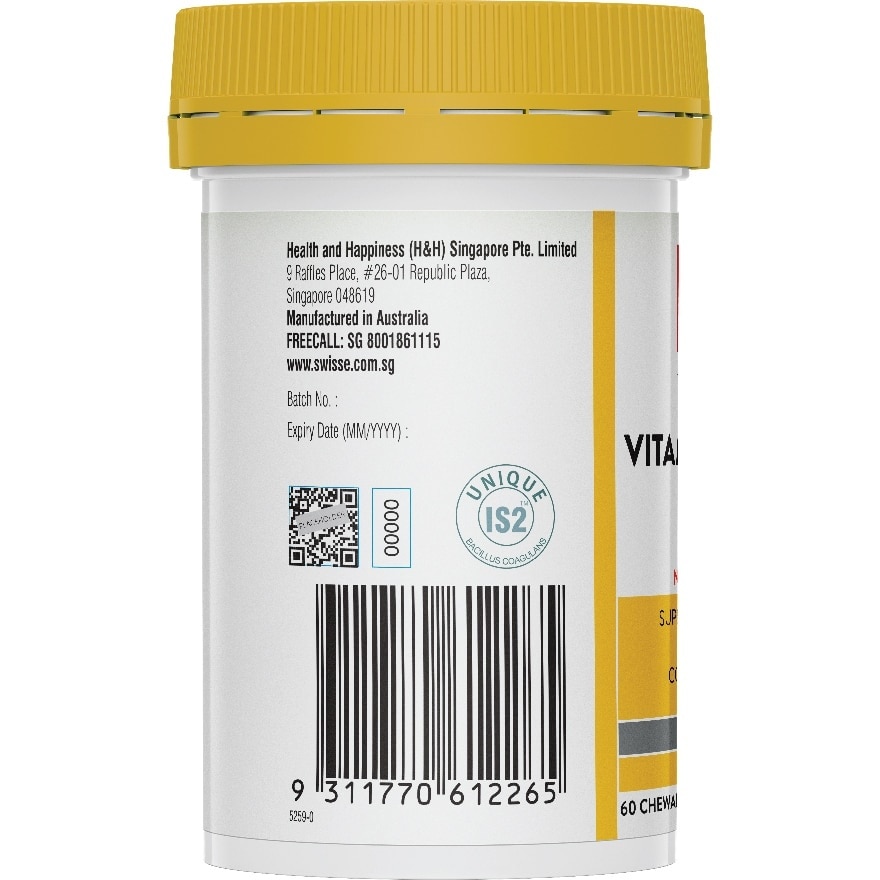 Vitamin C + Probiotic Chewable (Premium Quality, Great Tasting Formula Proving 1000mg Of Vitamin C And 1 Billion Cfu Of Bacillus Coagulans) 60s