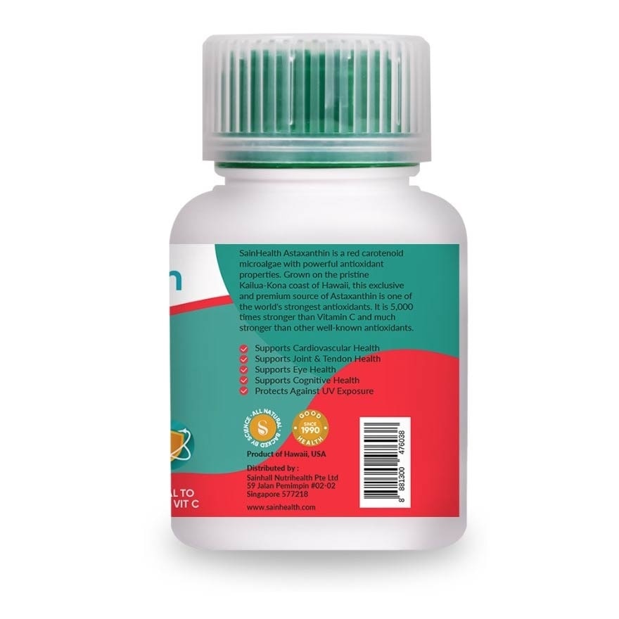 Astaxanthin 4mg Pure Hawaiian (Red Carotenoid Microalgae With Powerful Antioxidant Properties) Softgels, 60s