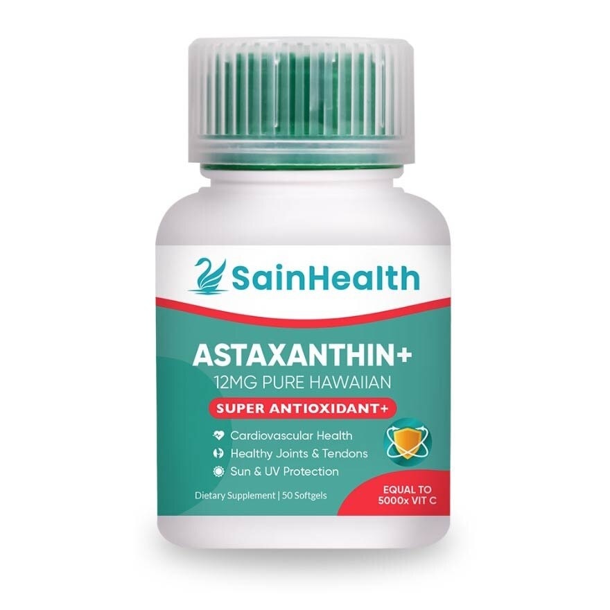 Astaxanthin+ 12 Mg Pure Hawaiian (Red Carotenoid Microalgae With Powerful Antioxidant Properties) Softgels, 50s