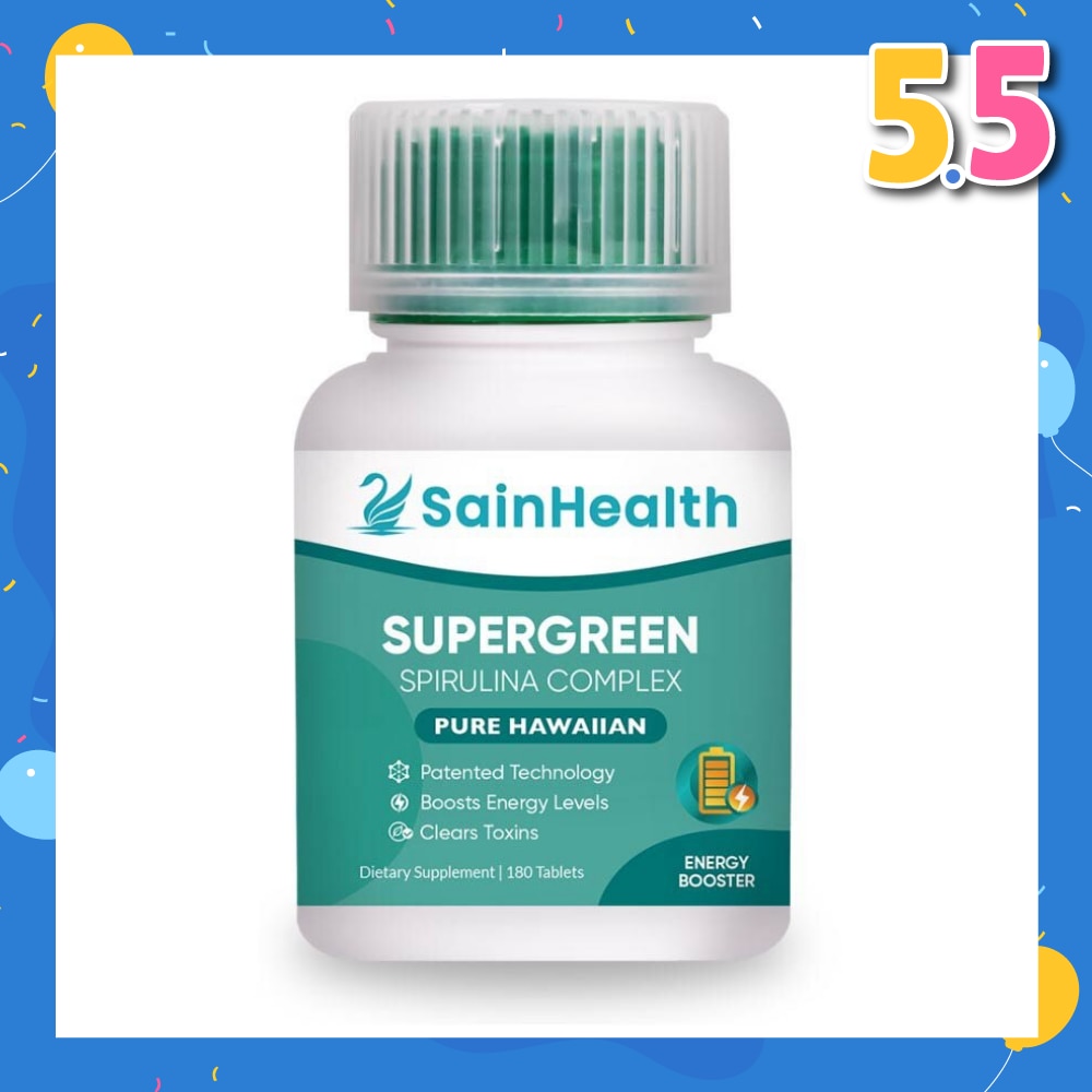 Supergreen Spirulina Complex (Ideal Combination Of Nature’s Best Superfoods Spirulina Pacifica, Chlorella And Broccoli) Tablets, 180s