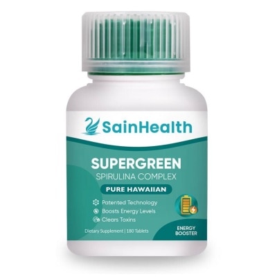 SAINHEALTH Supergreen Spirulina Complex (Ideal Combination Of Nature’s Best Superfoods Spirulina Pacifica, Chlorella And Broccoli) Tablets, 180s