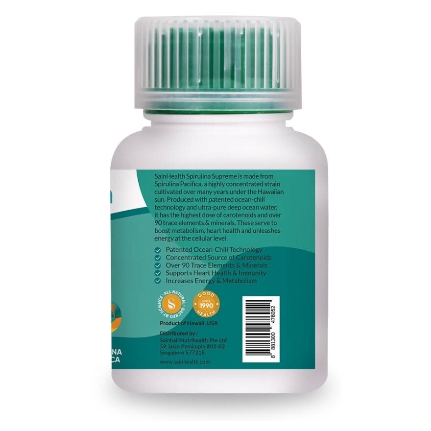 Spirulina Supreme (Made From Spirulina Pacifica, A Highly Concentrated Strain Cultivated, 500Mg) Tablets, 180s