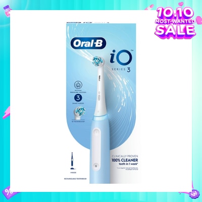 ORAL-B iO Series 3 Electric Toothbrush Ice Blue Ultimate Clean (with 3 Brushing Modes + Charging Station Included) 1s