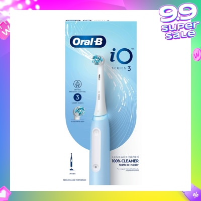 ORAL-B iO Series 3 Electric Toothbrush Ice Blue Ultimate Clean (with 3 Brushing Modes + Charging Station Included) 1s