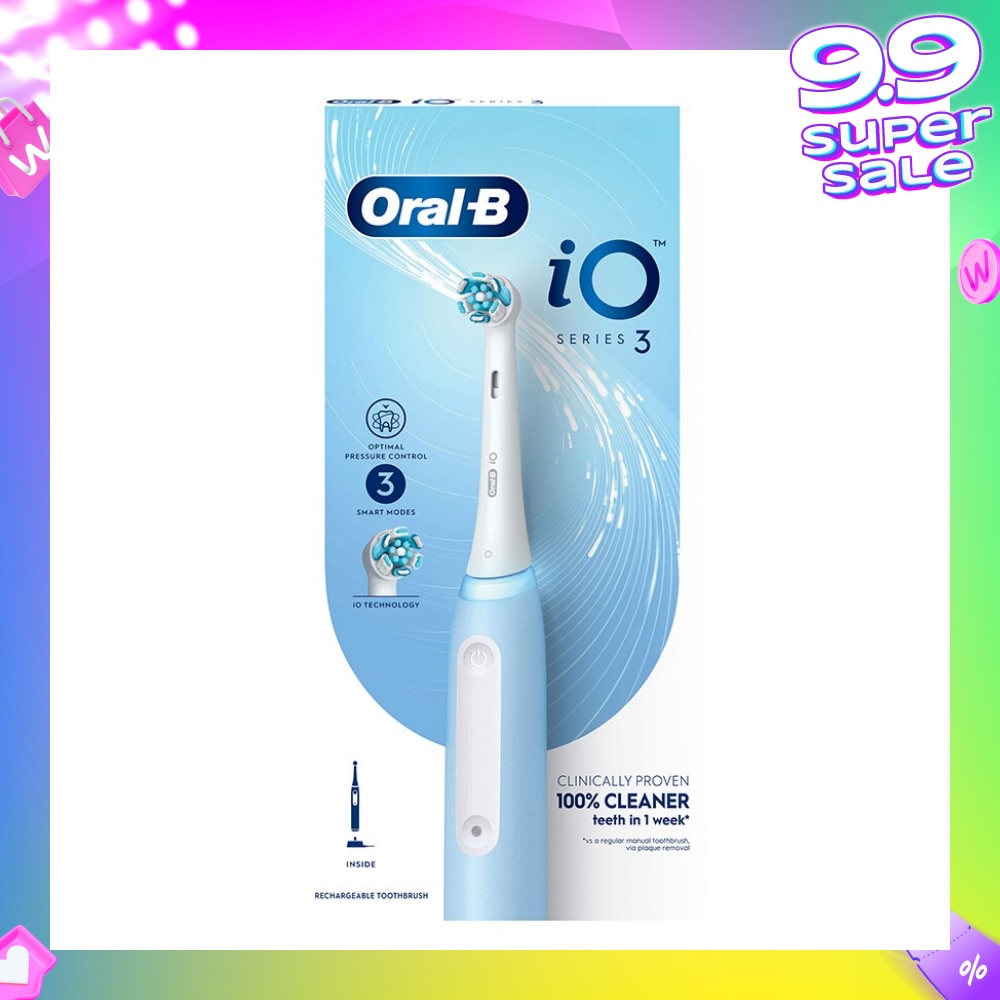 iO Series 3 Electric Toothbrush Ice Blue Ultimate Clean (with 3 Brushing Modes + Charging Station Included) 1s