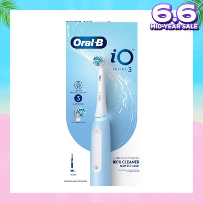 ORAL-B iO Series 3 Electric Toothbrush Ice Blue Ultimate Clean (with 3 Brushing Modes + Charging Station Included) 1s