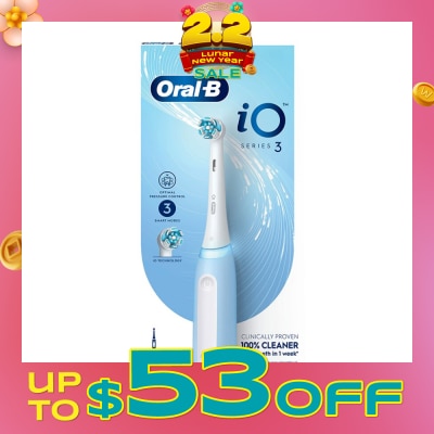 ORAL-B iO Series 3 Electric Toothbrush Ice Blue Ultimate Clean (with 3 Brushing Modes + Charging Station Included) 1s