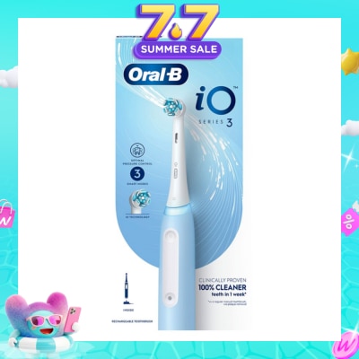 ORAL-B - iO Series 3 Electric Toothbrush Ice Blue Ultimate Clean (with 3 Brushing Modes + Charging Station Included) 1s