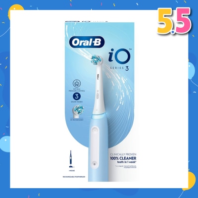 ORAL-B iO Series 3 Electric Toothbrush Ice Blue Ultimate Clean (with 3 Brushing Modes + Charging Station Included) 1s