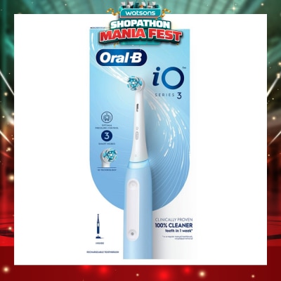 ORAL-B - iO Series 3 Electric Toothbrush Ice Blue Ultimate Clean (with 3 Brushing Modes + Charging Station Included) 1s