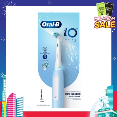 ORAL-B iO Series 3 Electric Toothbrush Ice Blue Ultimate Clean (with 3 Brushing Modes + Charging Station Included) 1s