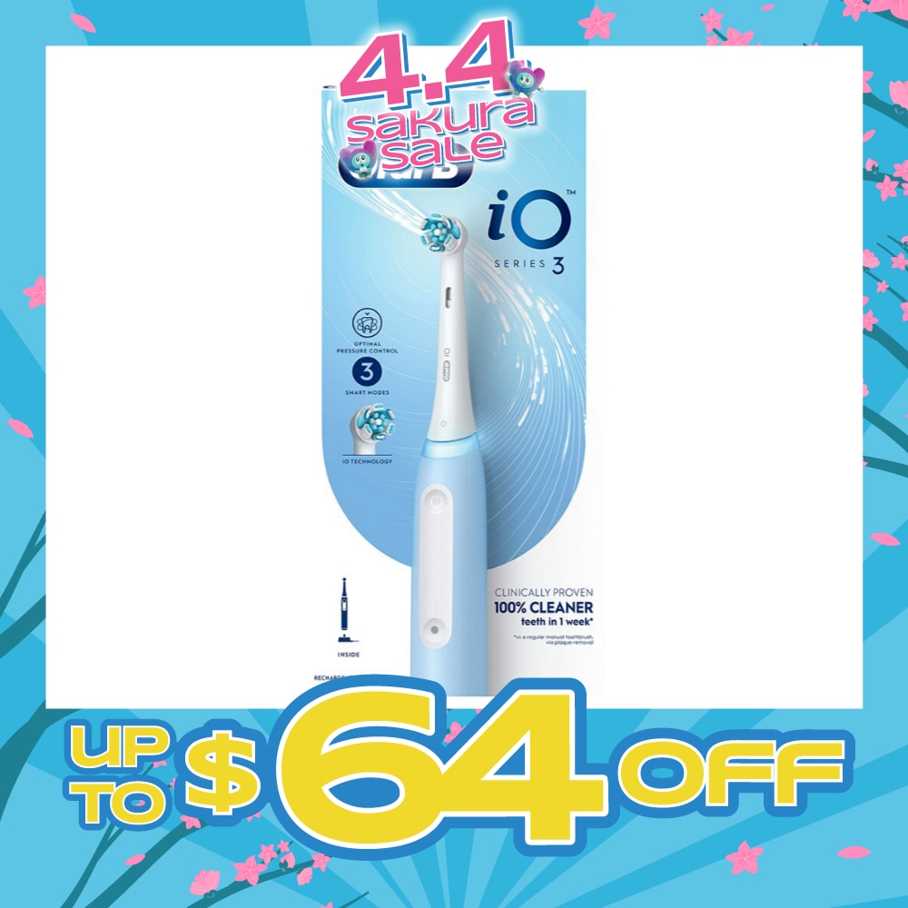 iO Series 3 Electric Toothbrush Ice Blue Ultimate Clean (with 3 Brushing Modes + Charging Station Included) 1s