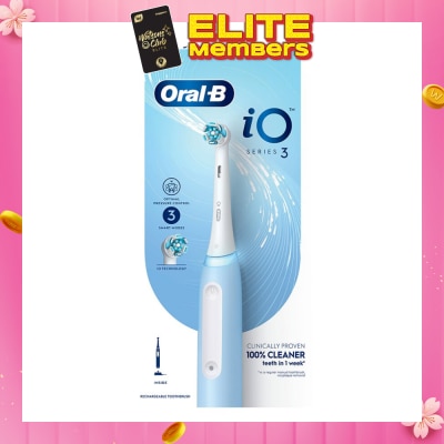 ORAL-B iO Series 3 Electric Toothbrush Ice Blue Ultimate Clean (with 3 Brushing Modes + Charging Station Included) 1s