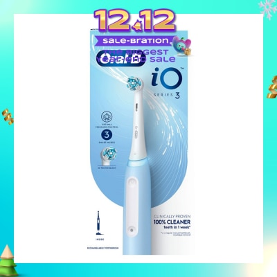 ORAL-B iO Series 3 Electric Toothbrush Ice Blue Ultimate Clean (with 3 Brushing Modes + Charging Station Included) 1s