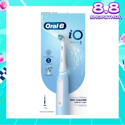 ORAL-B iO Series 3 Electric Toothbrush Ice Blue Ultimate Clean (with 3 Brushing Modes + Charging Station Included) 1s