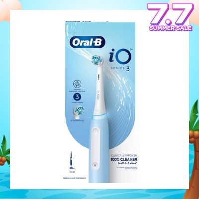 ORAL-B iO Series 3 Electric Toothbrush Ice Blue Ultimate Clean (with 3 Brushing Modes + Charging Station Included) 1s