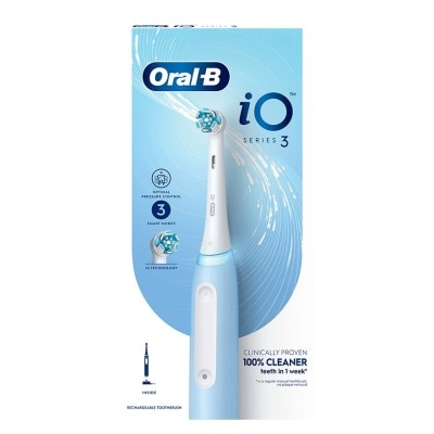 ORAL-B iO Series 3 Electric Toothbrush Ice Blue Ultimate Clean (with 3 Brushing Modes + Charging Station Included) 1s