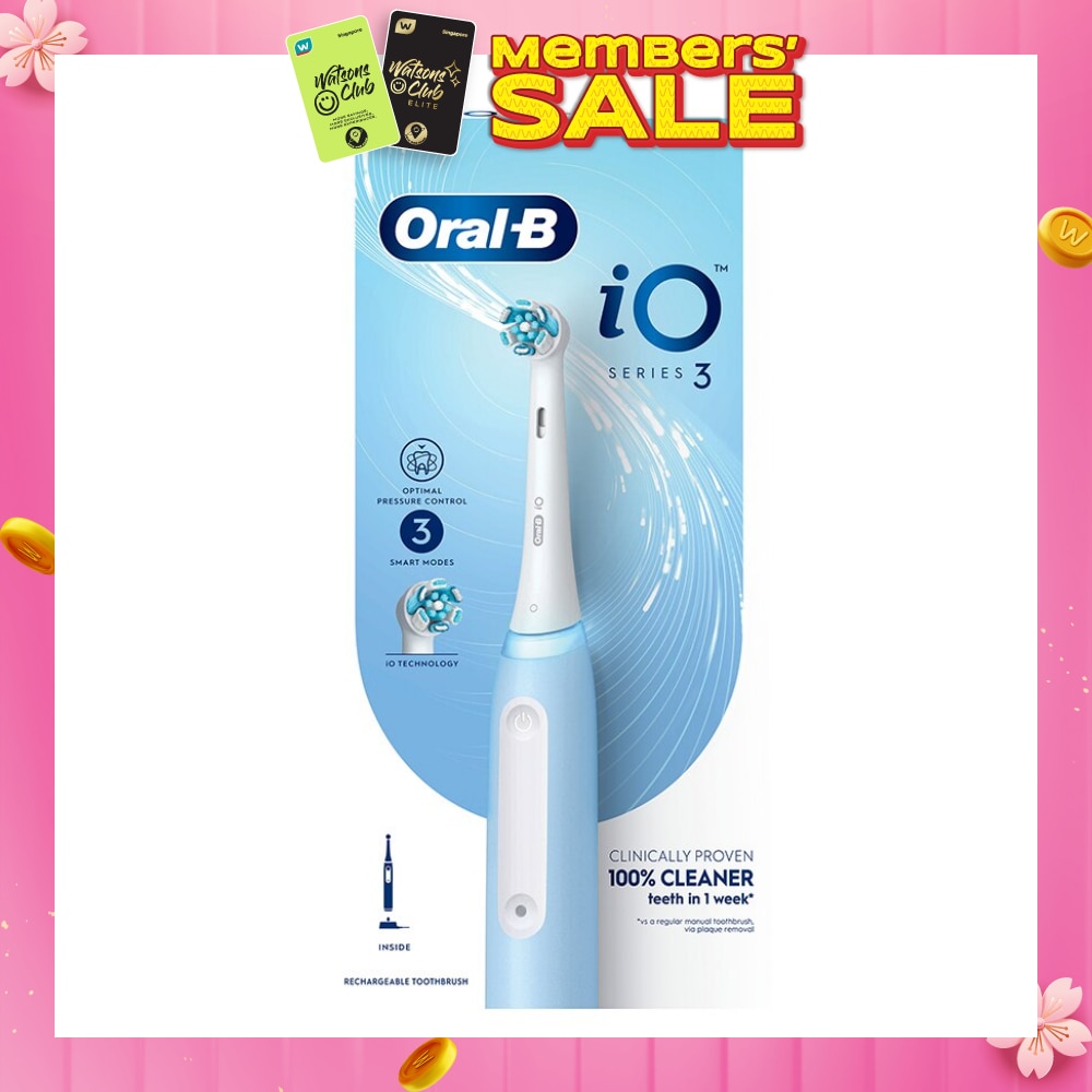 iO Series 3 Electric Toothbrush Ice Blue Ultimate Clean (with 3 Brushing Modes + Charging Station Included) 1s