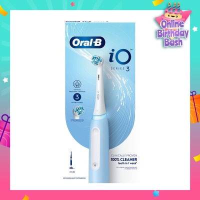 ORAL-B iO Series 3 Electric Toothbrush Ice Blue Ultimate Clean (with 3 Brushing Modes + Charging Station Included) 1s