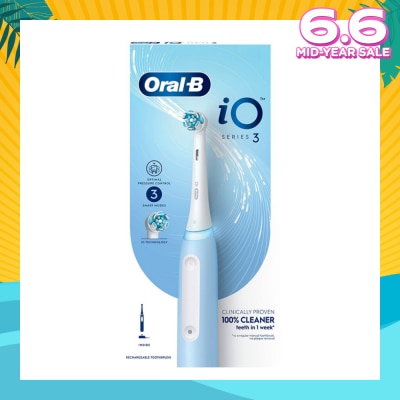 ORAL-B iO Series 3 Electric Toothbrush Ice Blue Ultimate Clean (with 3 Brushing Modes + Charging Station Included) 1s