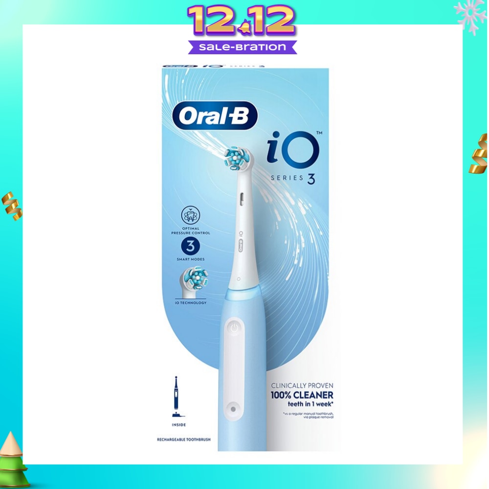iO Series 3 Electric Toothbrush Ice Blue Ultimate Clean (with 3 Brushing Modes + Charging Station Included) 1s