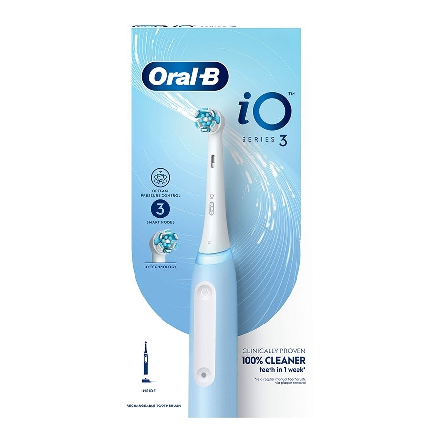 iO Series 3 Electric Toothbrush Ice Blue Ultimate Clean (with 3 Brushing Modes + Charging Station Included) 1s