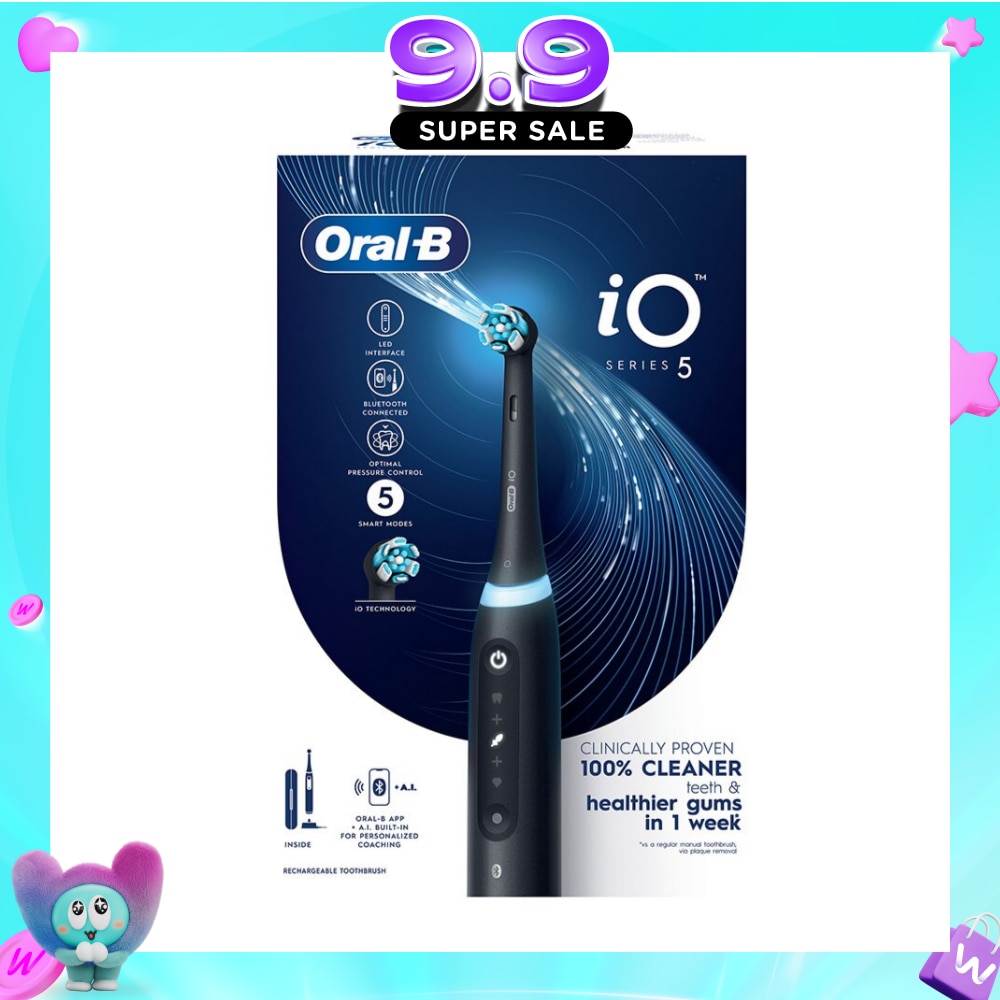iO Series 5 Electric Toothbrush Black Bluetooth Ultimate Clean with A.I Connectivity (5 Brushing Modes + Refill holder + Travel Case & Charging Station Included) 1s image