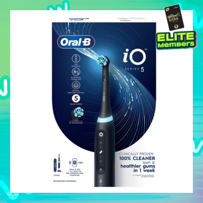 ORAL-B iO Series 5 Electric Toothbrush Black Bluetooth Ultimate Clean with A.I Connectivity (5 Brushing Modes + Refill holder + Travel Case & Charging Station Included) 1s
