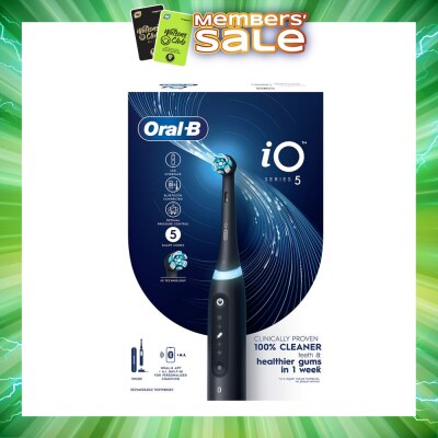 ORAL-B - iO Series 5 Electric Toothbrush Black Bluetooth Ultimate Clean with A.I Connectivity (5 Brushing Modes + Refill holder + Travel Case & Charging Station Included) 1s