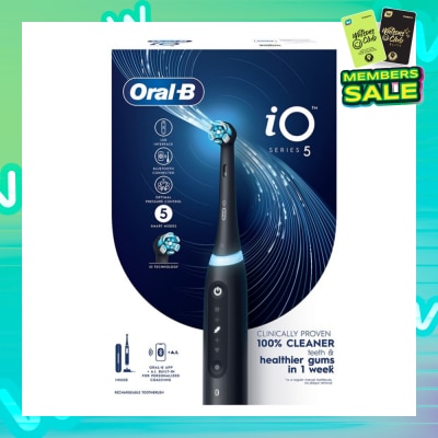 ORAL-B iO Series 5 Electric Toothbrush Black Bluetooth Ultimate Clean with A.I Connectivity (5 Brushing Modes + Refill holder + Travel Case & Charging Station Included) 1s