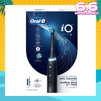 ORAL-B iO Series 5 Electric Toothbrush Black Bluetooth Ultimate Clean with A.I Connectivity (5 Brushing Modes + Refill holder + Travel Case & Charging Station Included) 1s