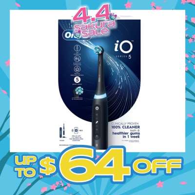 ORAL-B - iO Series 5 Electric Toothbrush Black Bluetooth Ultimate Clean with A.I Connectivity (5 Brushing Modes + Refill holder + Travel Case & Charging Station Included) 1s