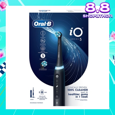 ORAL-B iO Series 5 Electric Toothbrush Black Bluetooth Ultimate Clean with A.I Connectivity (5 Brushing Modes + Refill holder + Travel Case & Charging Station Included) 1s