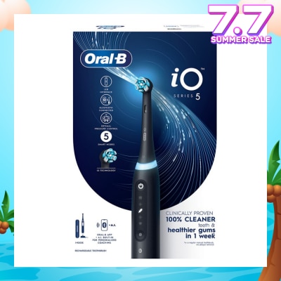 ORAL-B iO Series 5 Electric Toothbrush Black Bluetooth Ultimate Clean with A.I Connectivity (5 Brushing Modes + Refill holder + Travel Case & Charging Station Included) 1s
