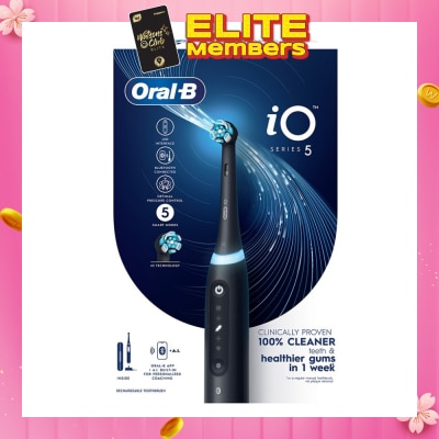 ORAL-B iO Series 5 Electric Toothbrush Black Bluetooth Ultimate Clean with A.I Connectivity (5 Brushing Modes + Refill holder + Travel Case & Charging Station Included) 1s