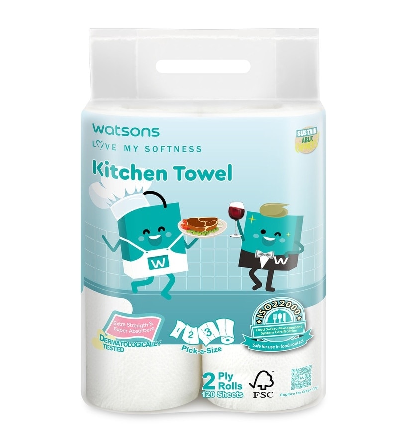 2ply Kitchen Towel 120s x 2 Rolls