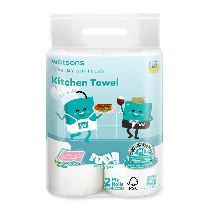 2ply Kitchen Towel 120s x 2 Rolls x 24 Packs (per carton)