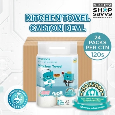 WATSONS 2ply Kitchen Towel 120s x 2 Rolls x 24 Packs (per carton)