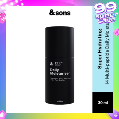 ANDSONS Super Hydrating 14 Peptide Daily Moisturiser (Made For Men's Skin) 30ml (Expiry: Feb`2026)